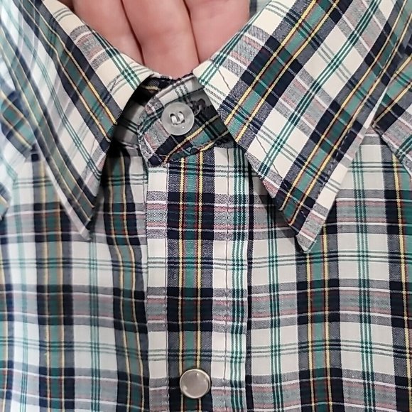 Express Rider BIG MAN Pearl Snap Plaid Western Short Sleeve Shirt Mens 2X XXL - Picture 8 of 11